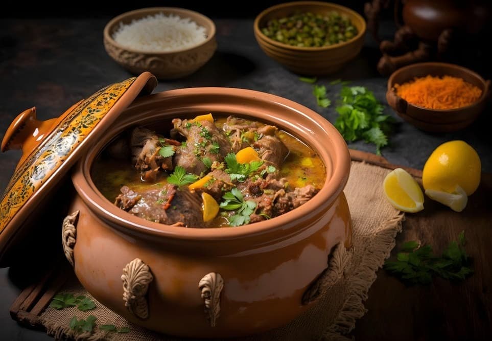 Steaming Bakra Handi being served