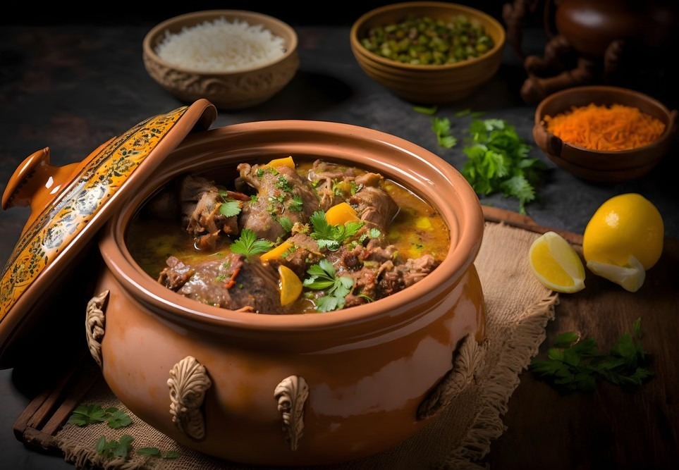 Steaming Bakra Handi being served